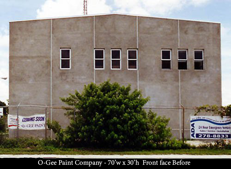 O-Gee Paint Company - 70'w x 30'h Front face Before